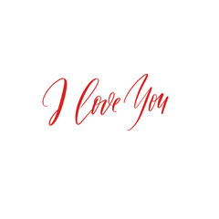 I love you - red Hand Drawing Vector Lettering design.