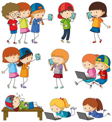 Doodle kids activities on white