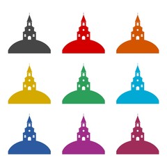 Church with a cross icon or logo, color set