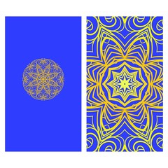 Card template with floral mandala pattern. Business card for fitness center, sport emblem, meditation class. Vector illustration.