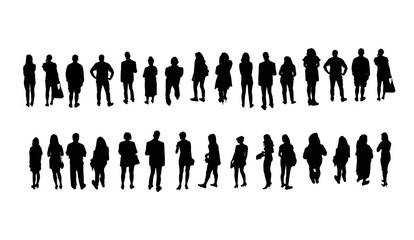 Silhouettes of different people isolated on white background