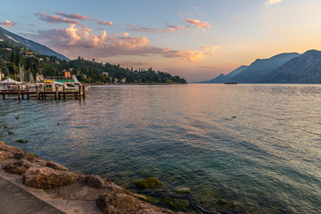 Beautiful vacation and sunset at lago di garda, Italy