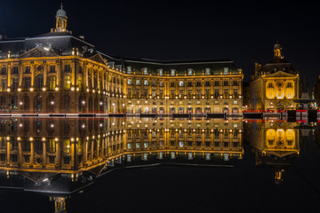  Reflection of Place De La Bourse in Bordeaux, France. A Unesco World Heritage