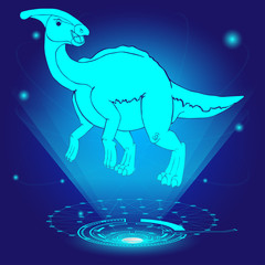 3D hologram of Parasaurolophus. Vector illustration.