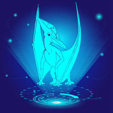3D hologram of Pteranodon. Vector illustration.