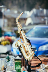 Saxophone on a flea market