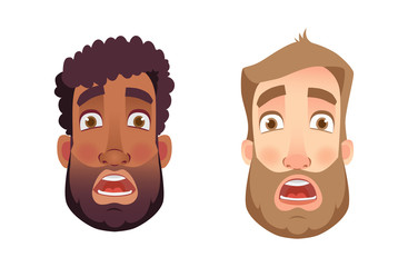 emotions of man face set