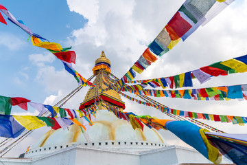 Boudhanath Stupa in Kathmandu, Nepal - obrazy, fototapety, plakaty