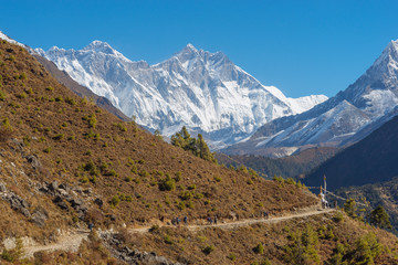 Fototapeta na wymiar Everest, Lhotse and Ama Dablam summits.