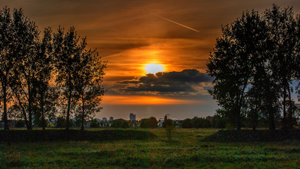 Evening atmosphere on the former airfield in Berlin-Johannisthal