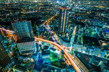 Fototapeta premium city skyline night view in bunkyo, Tokyo, Japan