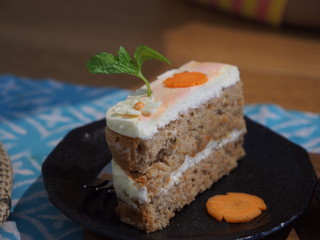 Carrot cake on the plate