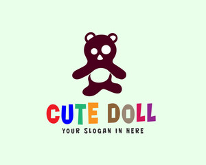 cute doll bear sitting logo design inspiration