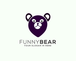 funny head bear logo design inspiration