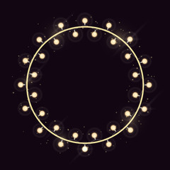 Round frame with luminous garland