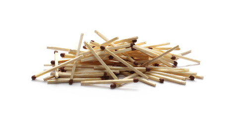 Pile of matches isolated on white background