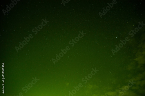 Night Sky Stars And Clouds The Green Sky With Light At