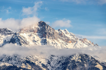 Naklejka premium Snowy mountains in winter, landscape, alps, austria