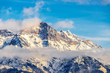 Naklejka premium Śnieżne góry w zimie, krajobraz, alps, Austria