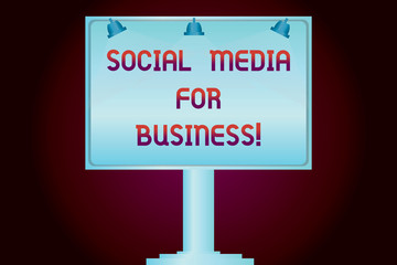Conceptual hand writing showing Social Media For Business. Business photo showcasing Making money by posting adds on the internet Blank Lamp Lighted Color Signage Outdoor Ads Mounted on Leg
