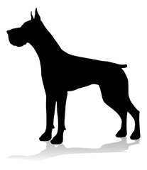 A detailed animal silhouette of a pet dog