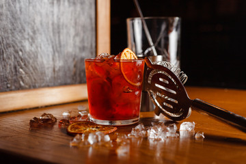 Negroni cooled with digger and strainer