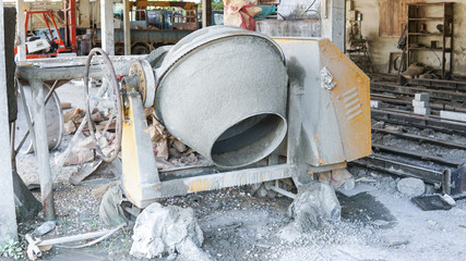 Cement mixer machine at construction site
