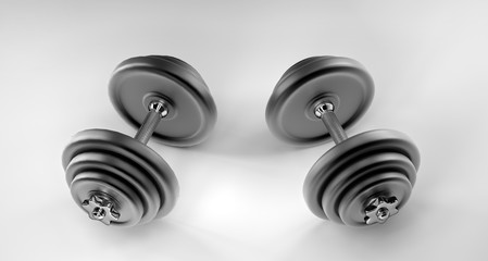 Obraz na płótnie Canvas 3D rendering image of a dumbbell for sports. Bodybuilding equipment on white background