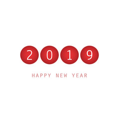 Simple White and Red New Year Card, Cover or Background Design Template - 2019 