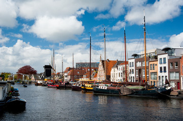 Scenic view of the city center of Leiden, The Netherlands