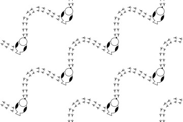 Seamless pattern with birds footprints in graphic style, black and white colors © CraftCloud