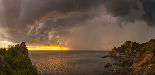 stormy sunset over the sea