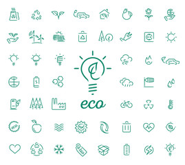 Set of 50 ecology vector icons