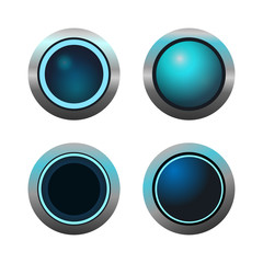 Set of glass and metal buttons