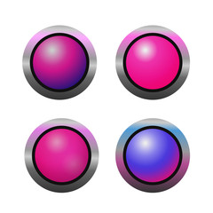 Set of pink vector metal buttons