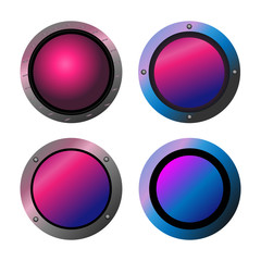 Set of multi-colored vector metal buttons