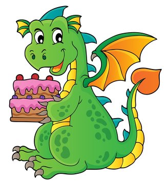 Dragon holding cake theme image 1