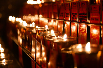 Candle lights in the temple