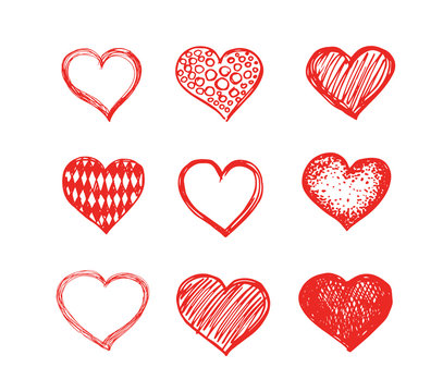 Hand drawn hearts.  Valentine's day. 