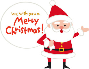 クリスマス素材 袋を担ぐサンタクロース メリークリスマス 描き文字 手描き