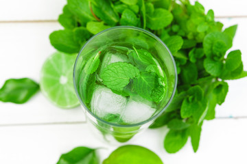 homemade lemonade with lime and mint