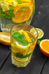 Summer drink. Traditional lemonade with lemon mint