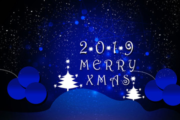 2D illustration Happy New Year and happy christmas 2019 