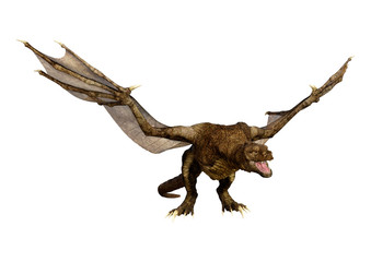 3D Rendering Fairy Tale Dragon on White