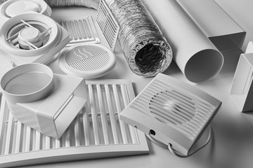 ventilation system components on white background side view