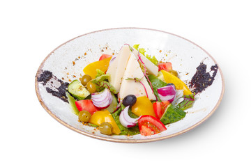 Fresh vegetable salad isolated on white background