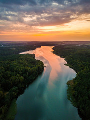 Aerial Belarus sunset view