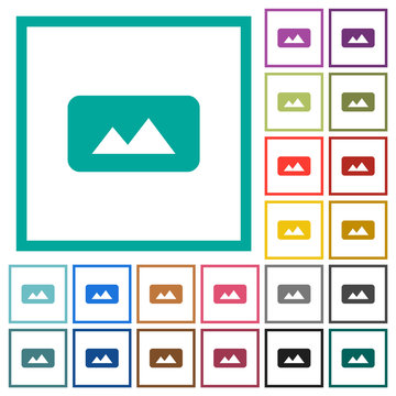 Panorama picture flat color icons with quadrant frames