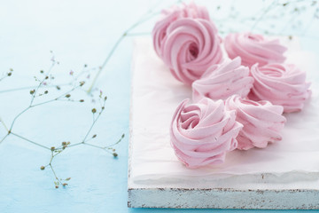Marshmallow or zephyr for dessert. Valentine's Day concept.