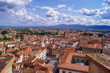 Fototapeta na wymiar Aerial view of the center of Pistoia, Tuscany, Italy